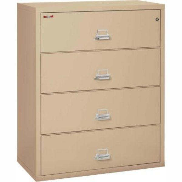 Fire King Fireking Fireproof 4 Drawer Lateral File Cabinet - Letter-Legal Size 44-1/2"W x 22"D x 53"H - Putty 44422CPA
